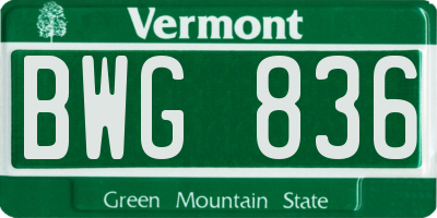VT license plate BWG836