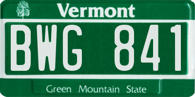 VT license plate BWG841
