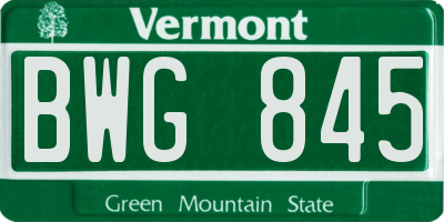VT license plate BWG845