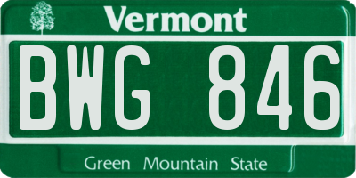 VT license plate BWG846