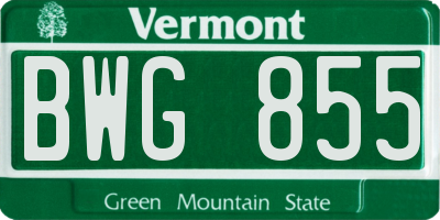 VT license plate BWG855