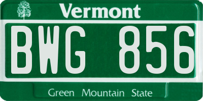 VT license plate BWG856