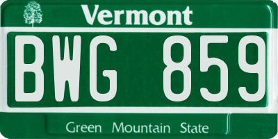 VT license plate BWG859