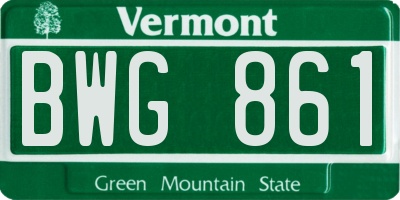 VT license plate BWG861