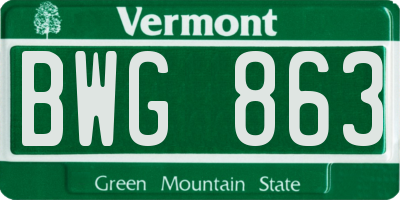 VT license plate BWG863