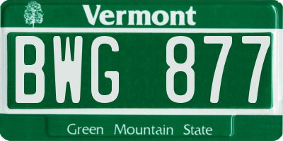 VT license plate BWG877