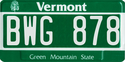 VT license plate BWG878