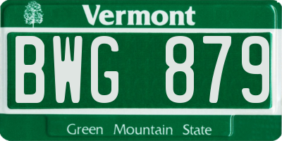 VT license plate BWG879