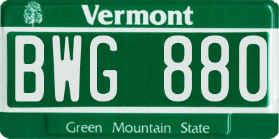 VT license plate BWG880
