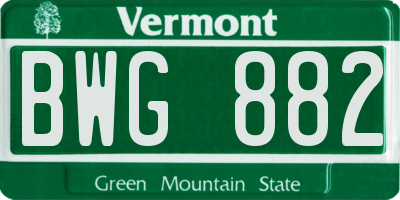 VT license plate BWG882