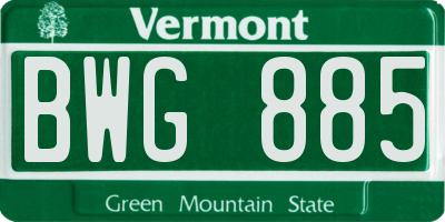 VT license plate BWG885