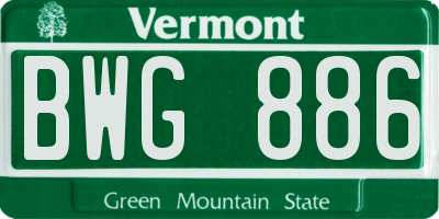 VT license plate BWG886