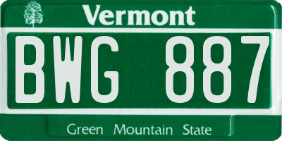 VT license plate BWG887