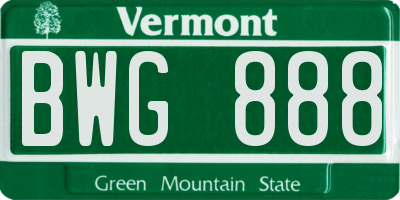 VT license plate BWG888