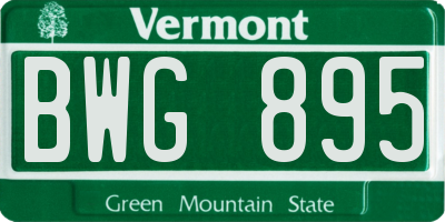 VT license plate BWG895