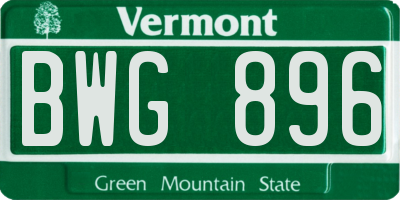 VT license plate BWG896