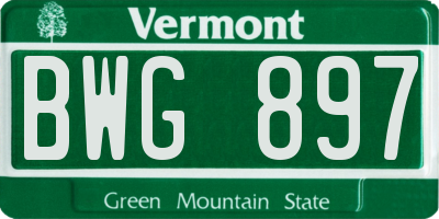 VT license plate BWG897