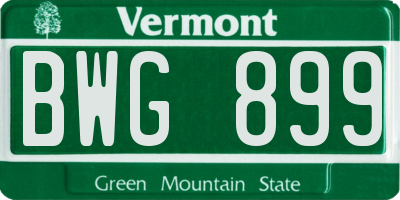 VT license plate BWG899