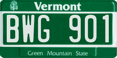 VT license plate BWG901