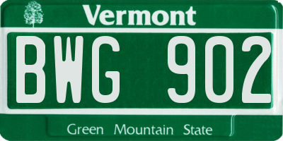 VT license plate BWG902