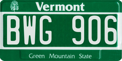 VT license plate BWG906