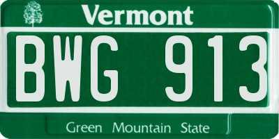 VT license plate BWG913