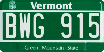 VT license plate BWG915