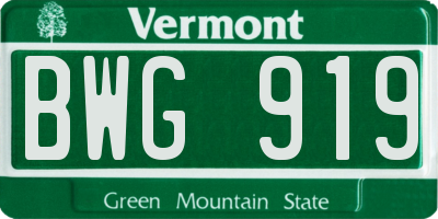 VT license plate BWG919