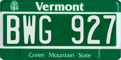 VT license plate BWG927