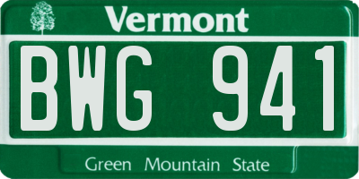 VT license plate BWG941