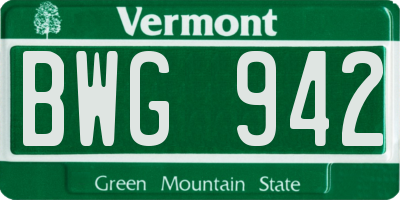 VT license plate BWG942