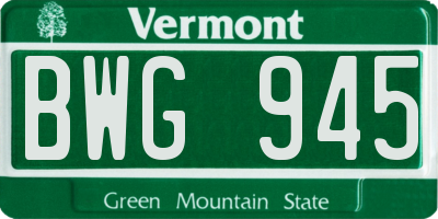 VT license plate BWG945