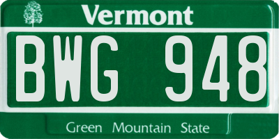 VT license plate BWG948