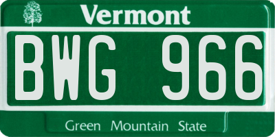 VT license plate BWG966