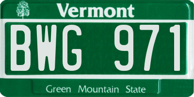 VT license plate BWG971