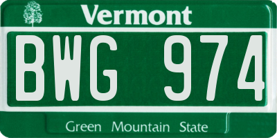 VT license plate BWG974