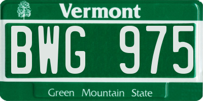 VT license plate BWG975