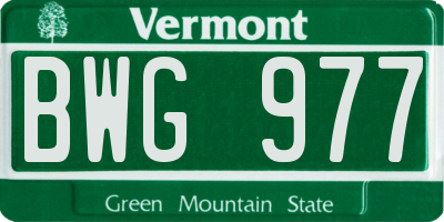 VT license plate BWG977