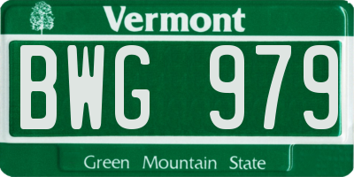 VT license plate BWG979
