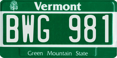 VT license plate BWG981