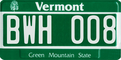 VT license plate BWH008
