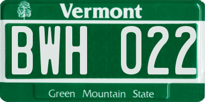 VT license plate BWH022