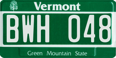 VT license plate BWH048