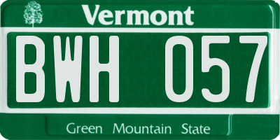 VT license plate BWH057