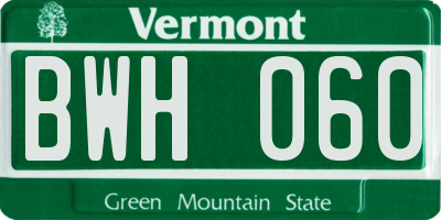 VT license plate BWH060