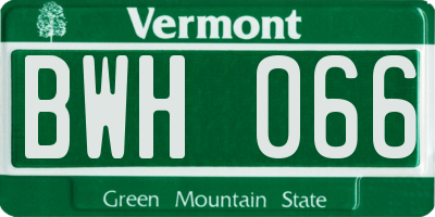 VT license plate BWH066
