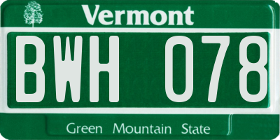 VT license plate BWH078