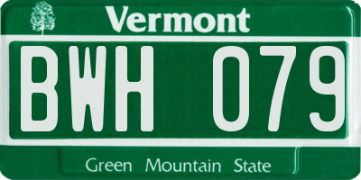 VT license plate BWH079