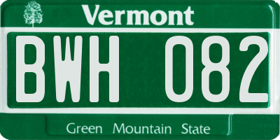 VT license plate BWH082