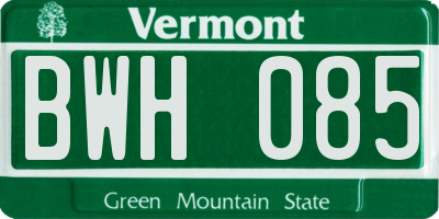 VT license plate BWH085